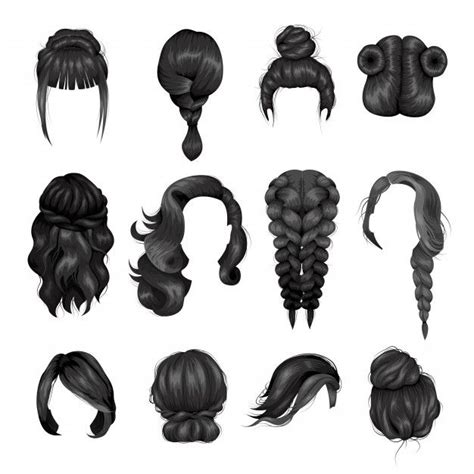Free Vector Women Wigs Hairstyle Back Icons Set Hair Vector Hair