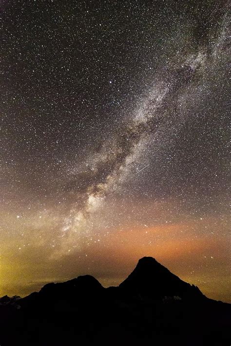 Milky Way Rocks Night Landscape Silhouette Wildland Fire Glow