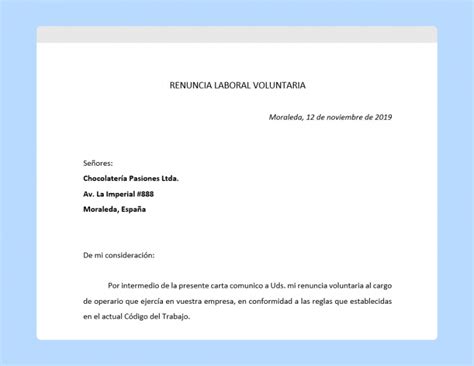Modelo Carta De Renuncia Voluntaria Word España Peter Vargas Ejemplo
