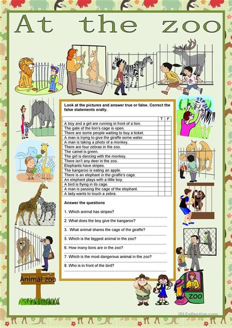 Animals At The Zoo English Esl Worksheets For Distance Learning And