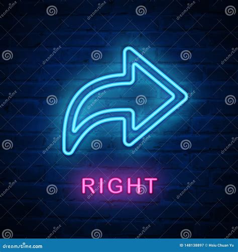 Vector Illuminated Neon Light Icon Sign Arrow Turn Right Stock Vector