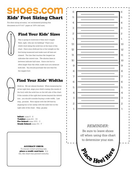 Printable Child Chart Shoe Size Chart Kids Toddler Shoe Size Chart