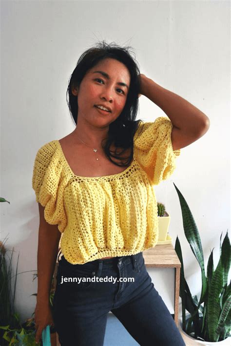 Easy Puff Sleeves Crochet Crop Top Jenny And Teddy