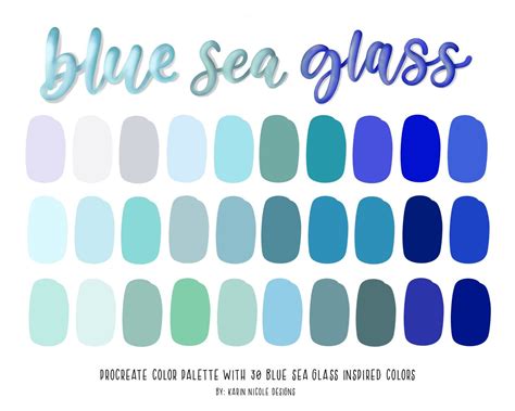 Blue Color Palette For Procreate Sea Foam Turquoise Blue Etsy In 2021