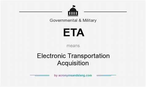The estimated times of departure and arrival are usually mentioned in the booking confirmation issued by the ocean carrier or the freight forwarder. ETA - Electronic Transportation Acquisition in Government ...
