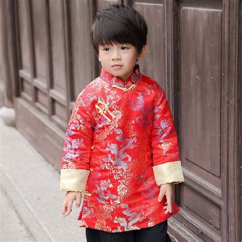 Chinese Spring Festival Children Coat Boys Clothes Dragon Red Party