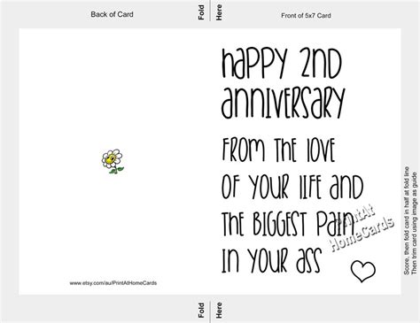 Second Anniversary Card 2 Year Anniversary For Boyfriend Etsy