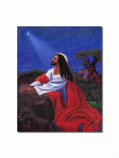 African American Black Jesus Praying At Gethsemane Rock Wall Picture 8x10 Art Print Walmart