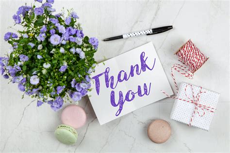 Purple Petaled Flower And Thank You Card · Free Stock Photo