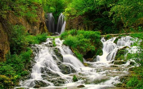 Waterfalls In Green Forest