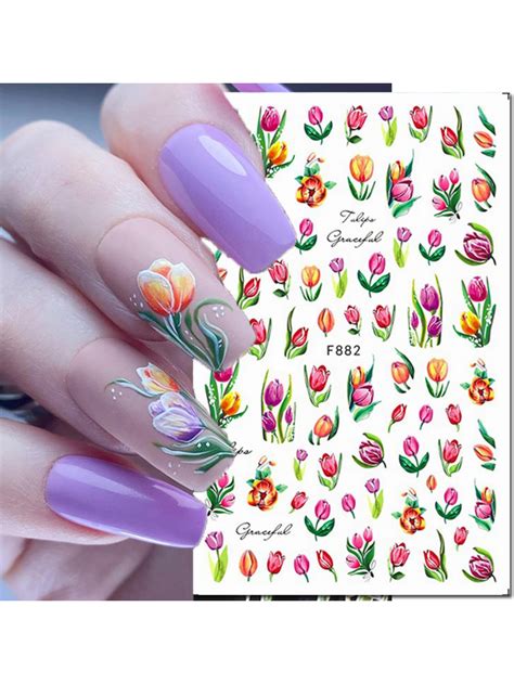 1pc 3d flower nail stickers for nail art decorations waterproof self adhesive nail decals