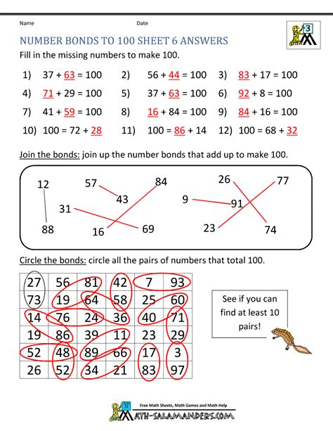 Finding Pairs Of Numbers That Add To 100 Worksheet