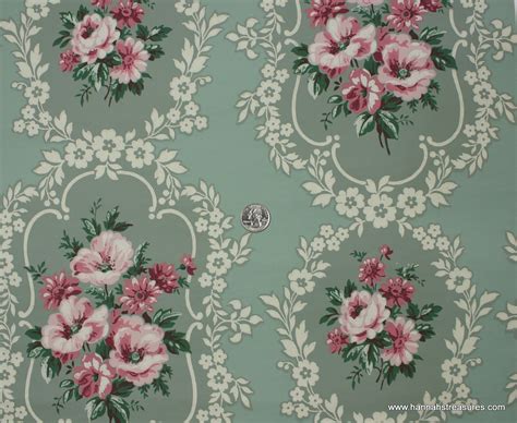 #blue aesthetic #blue vintage wallpaper #floral #blue flowers #blue floral #patterns #beautiful #nature #beauty #art #aesthetic. 1940's Vintage Wallpaper pink floral on green background
