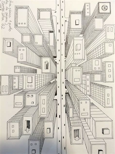 A Drawing Of Several Buildings In The Middle Of It