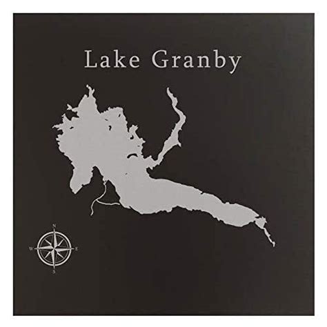 Lake Granby Map 12x12 Black Metal Wall Art Office Decor