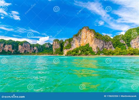 Panoramic View Of Railay Beach At Krabi Town Thailand View From Sea