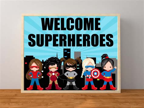 Superhero Party Welcome Superheroes Sign Superhero Etsy