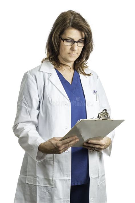 Female Doctor Wearing A Lab Coat Stock Image Image Of Scrubs Medical 34907457