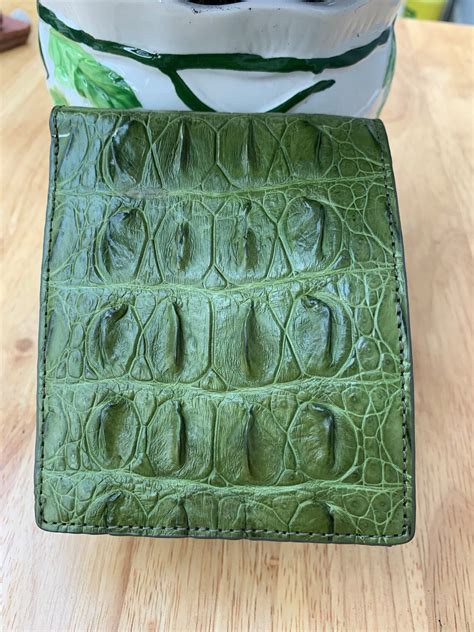 Green Genuine Crocodile Alligator Leather Skin Bifold Wallet Etsy