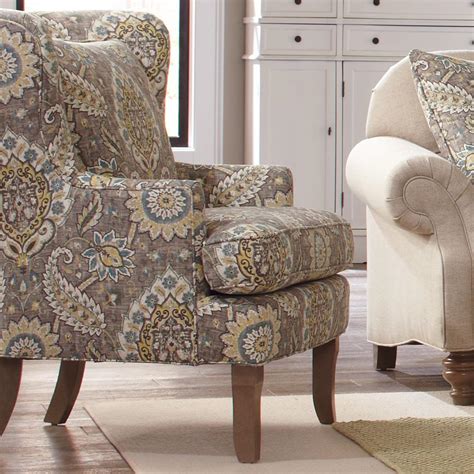 Craftmaster Accent Chairs 085010 Traditional Upholstered Wing Chair With Track Arms And Exposed