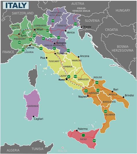 Mapa De Italia Con Regiones Y Provincias Mapas De Italia Para