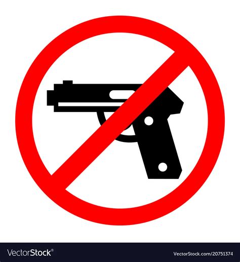 No Gun Sign Symbol Prohibition Royalty Free Vector Image