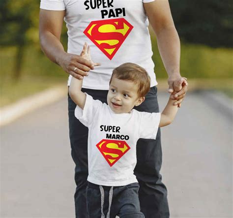 Camiseta Padre E Hijo Super Papá E Hijo Personalizables Tenvinilo