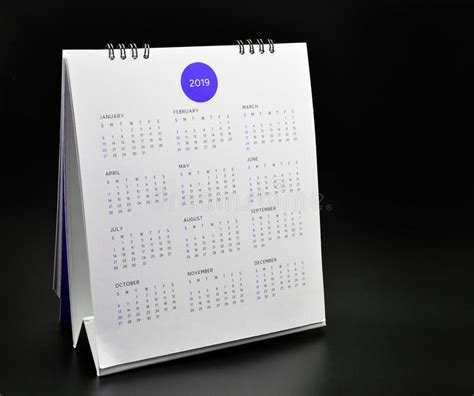 Minimal Calendar 2019 Mockup On Black Background Stock Image Image Of