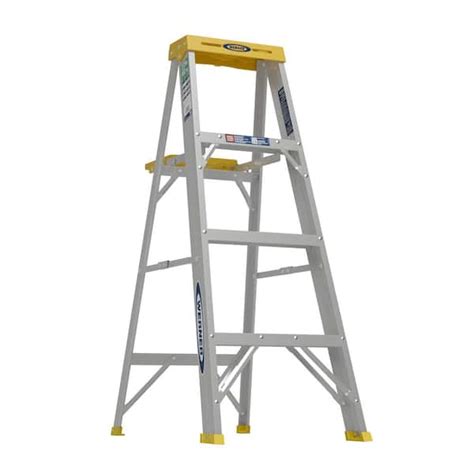 Werner 4 Ft Aluminum Step Ladder 8 Ft Reach Height With 225 Lb