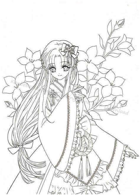 Instant Download Princess Portrait Secret Garden Anime Coloring Book PDF Coloring Book Art