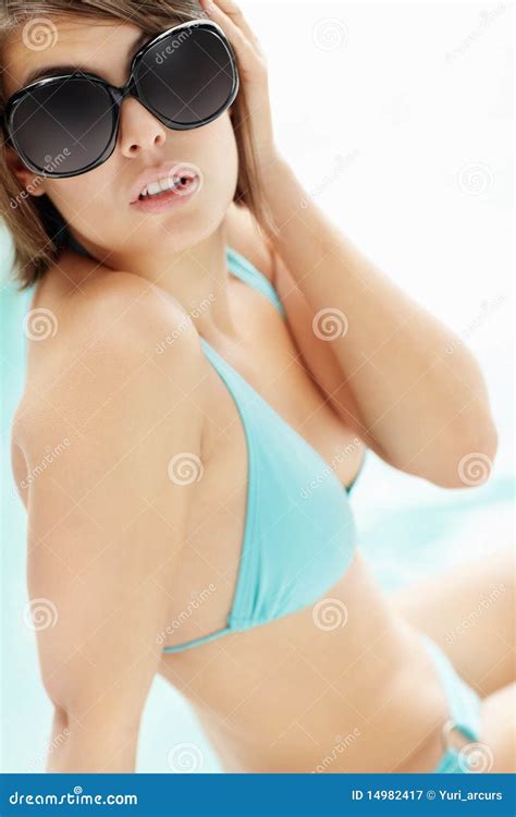 Female In Bikini Wearing Sunglasses And Relaxing Stock Image Image Of Bikini Lady 14982417