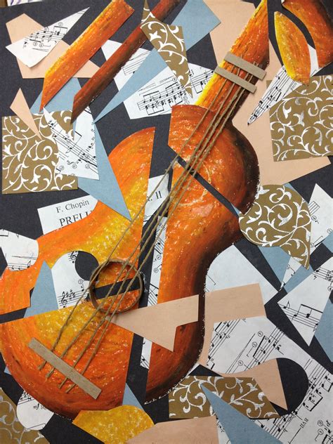 Picasso Guitar Cubist Collage