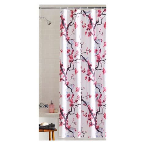 Cherry Blossom Shower Curtain Nwt Pink Shower Curtains Black Shower