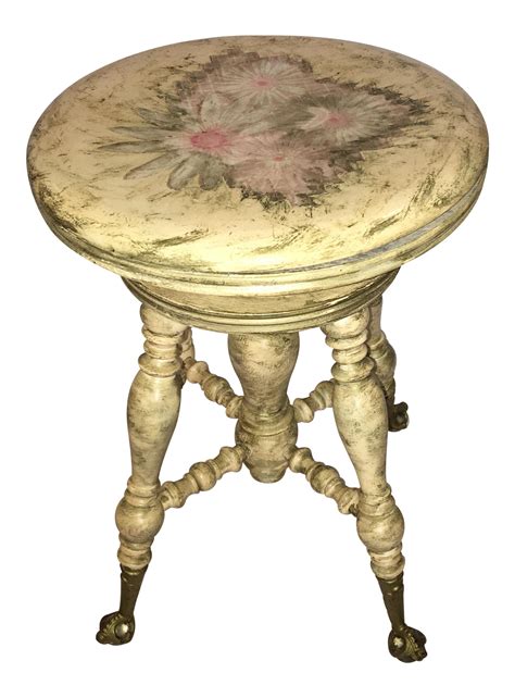 19th Century Victorian Repainted Piano Stool with Claw ...
