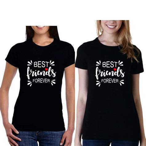Buy Sprinklecart Best Friends Forever Matching Cotton Women T Shirts For Friends Black At