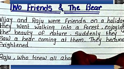 Two Friends And The Bear Story Writing English Moral Story
