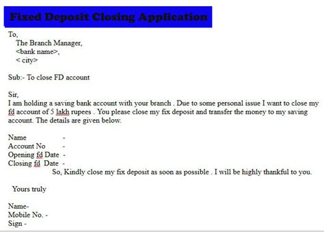 Due to this reason, you will see that a lot of government organisations accepting only letters for various purposes. Letter Format For Closure Of Fixed Deposit - Essay Writing Top