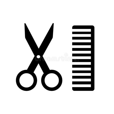 Comb And Scissors Cutting Strand Of Hair Stock Vector Illustration Of