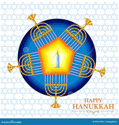 Happy Hanukkah For Israel Festival Of Lights Celebration Stock Vector