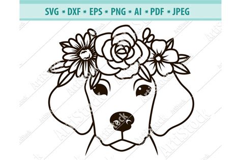 Dog Svg Dog With Flower Crown Png Cute Puppy Svg Eps Dxf 554422