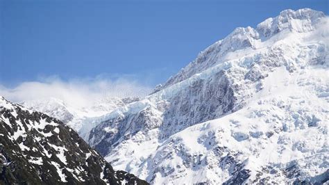 Mount Cook Peak In A Snowy Mountain Landscape On The South Island Of