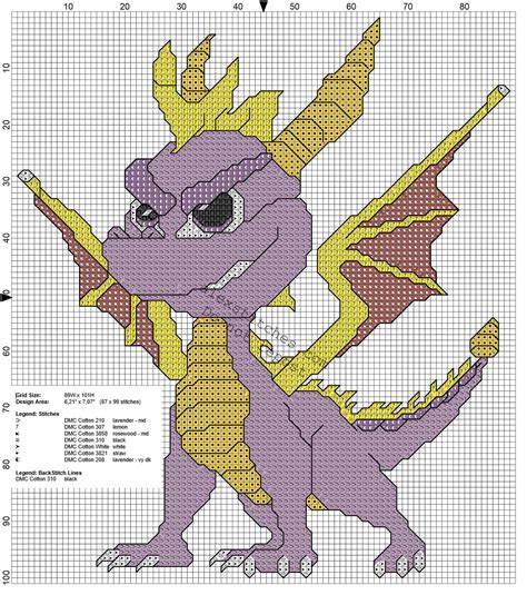 Counted cross stitch patterns free. Spyro The Dragon free PlayStation 1 videogames cross ...