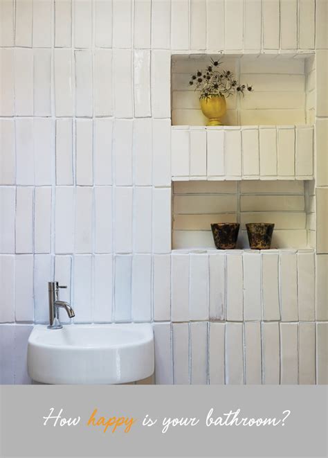 Should i be cutting a quarter inch off the tops and bottoms so i get three full tiles in the center and 3/4 of a tile at the top and bottom, or should i just start with full tiles at the bottom? How Happy Is Your Bathroom? · Happy Interior Blog