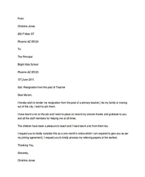 Free 5 Basic Resignation Letter Samples In Pdf Ms Word