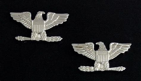 Colonel Eagle Rank Insignia Small In Silver Plating Pair M2084 Sf