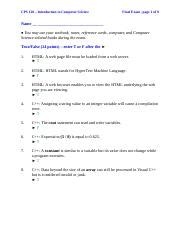 Computer science midterm study guide. CPS120-FinalExam - CPS 120 \u2013 Introduction to Computer ...
