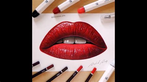 How To Draw Lips Tutorial With Art N Fly Alcohol Markers And Pencils
