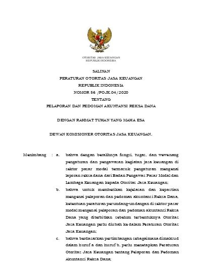 Salinan Peraturan Otoritas Jasa Keuangan Republik Indonesia Nomor