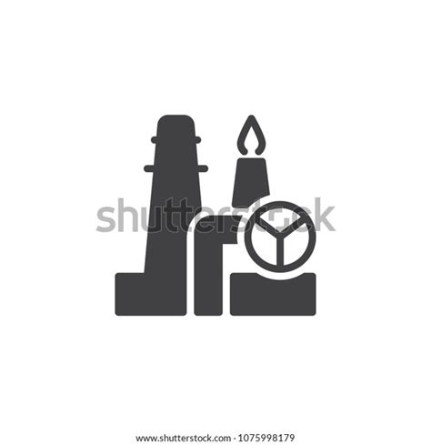 Oil Refinery Factory Vector Icon Filled Stock Vector Royalty Free