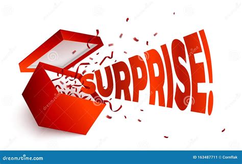 Vector Realistic Open Red T Box Word Surprise Stock Vector
